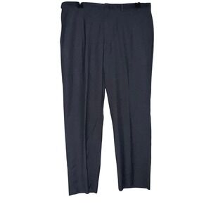 Haggar Mens 38x30 Dark Gray Pleated Dress Pants Polyester Rayon Blend
